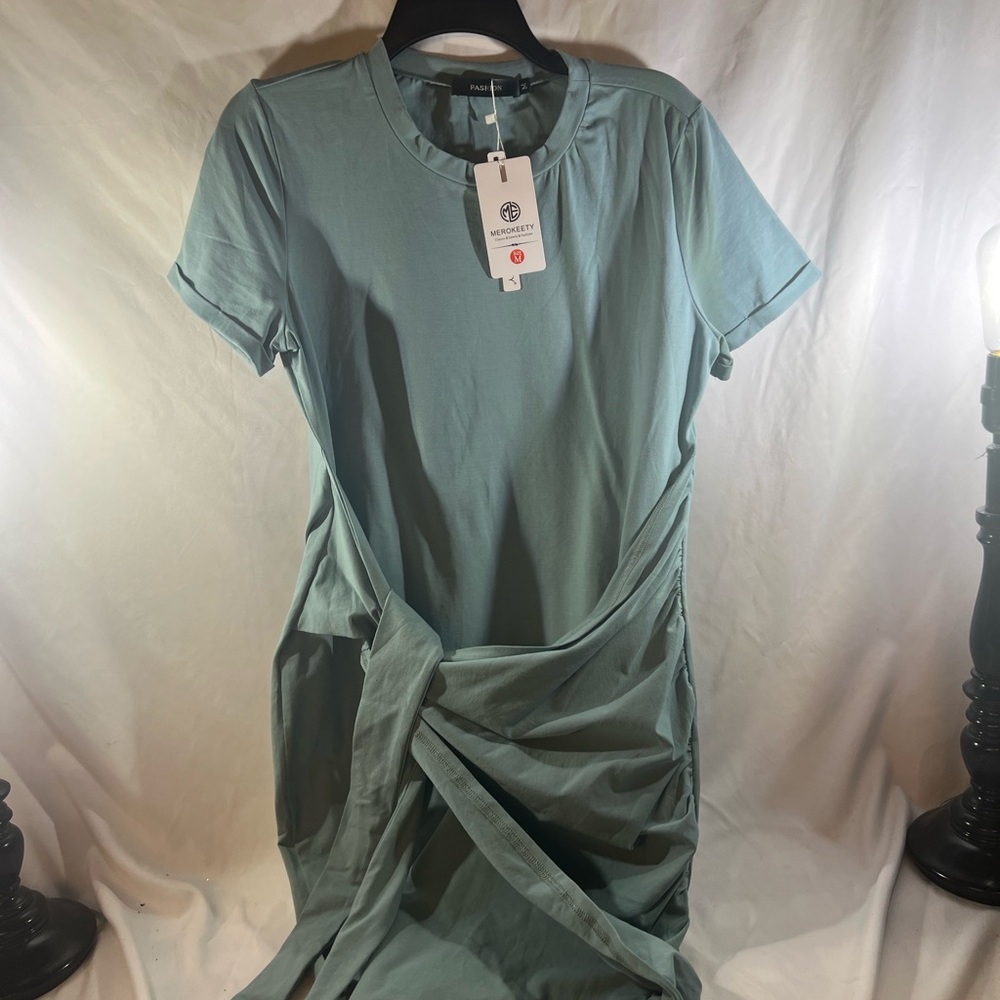 Chic Asymmetrical Teal Dress by Zara